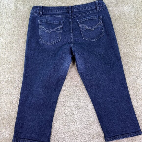 D Jeans Womens Size 12 Blue Denim Stretch Capri Mid Rise 34x19 E728 - Picture 5 of 11